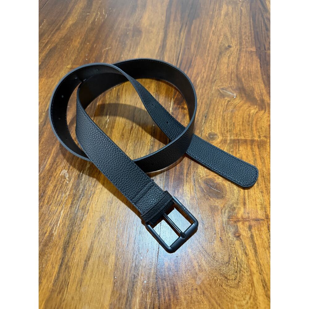 ALDO Black Leather Look Belt M/L | Gold Buckle | Quiet Luxury | Classic